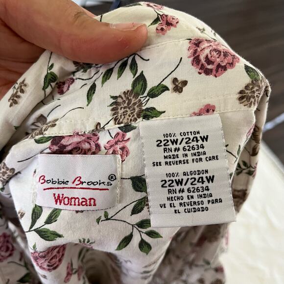 Vintage Bobbie Brooks Plus Size Short Sleeve Floral Button Up Wmns 22/24W - Picture 10 of 10